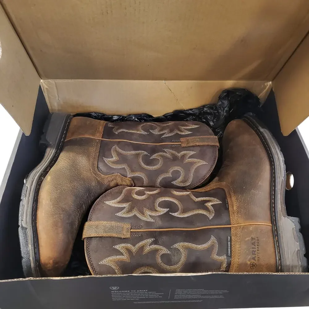 Ariat Mens Workhog Wide Square Toe Work Boots Waterproof Size 10.5 Wide